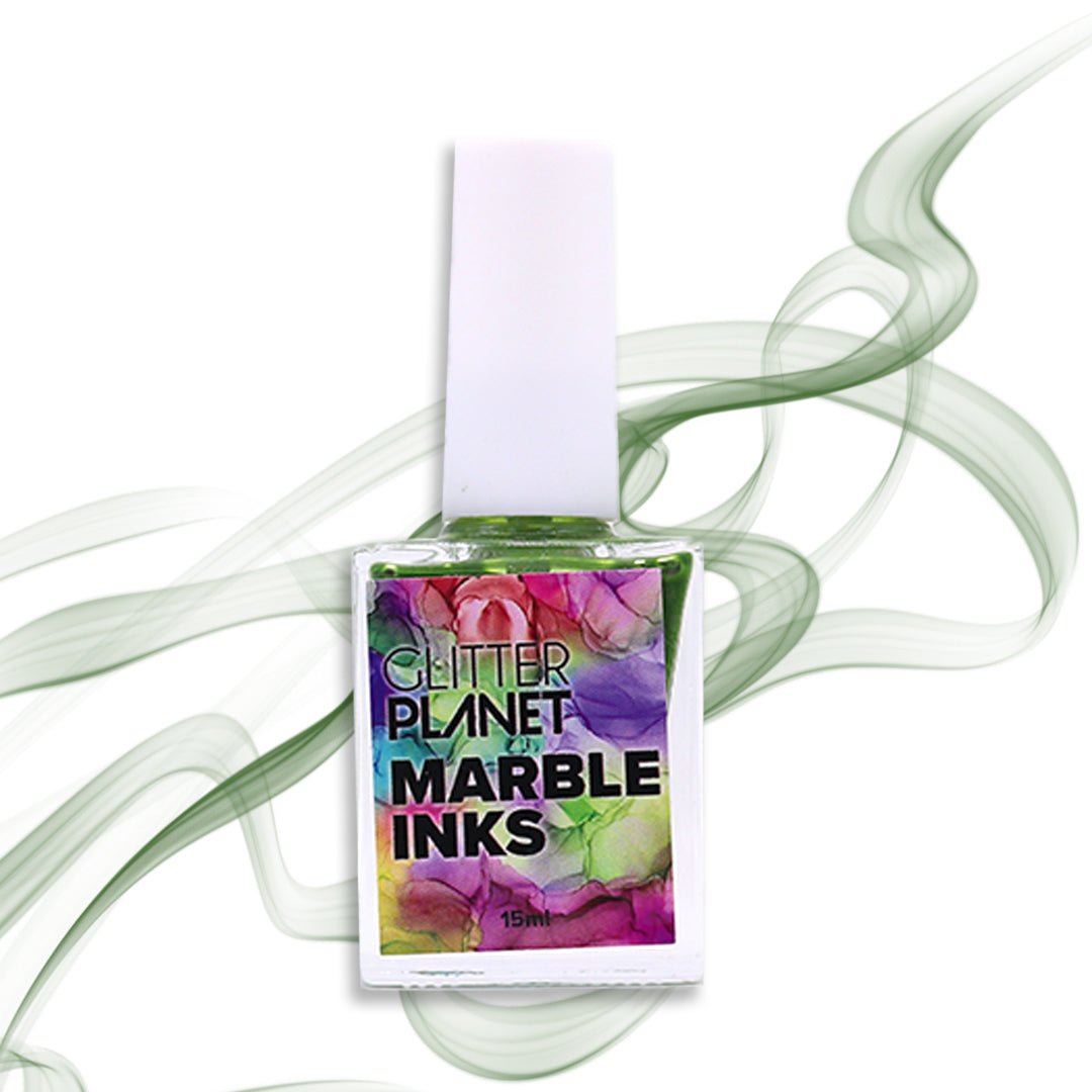 Glitter Planet Marble Art Ink - Moss Green