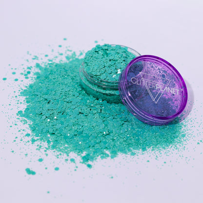 Mint Delight Matte Green Hex Glitter