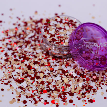 Velvet Dreams Red, White &amp; Gold Pearl Nail Glitter