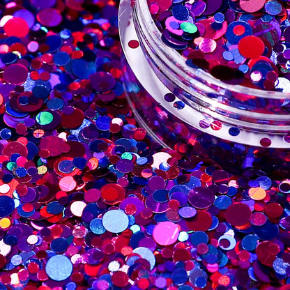 Colorful confetti with a container on a vibrant background