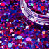 Colorful confetti with a container on a vibrant background
