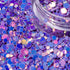 Purple\lilac round sequins in a clear container