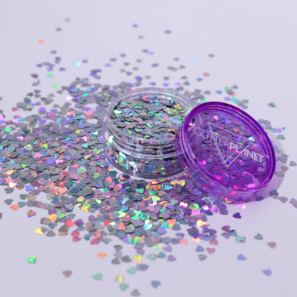 Loose Nail Glitter | Holo Silver Hearts 3g
