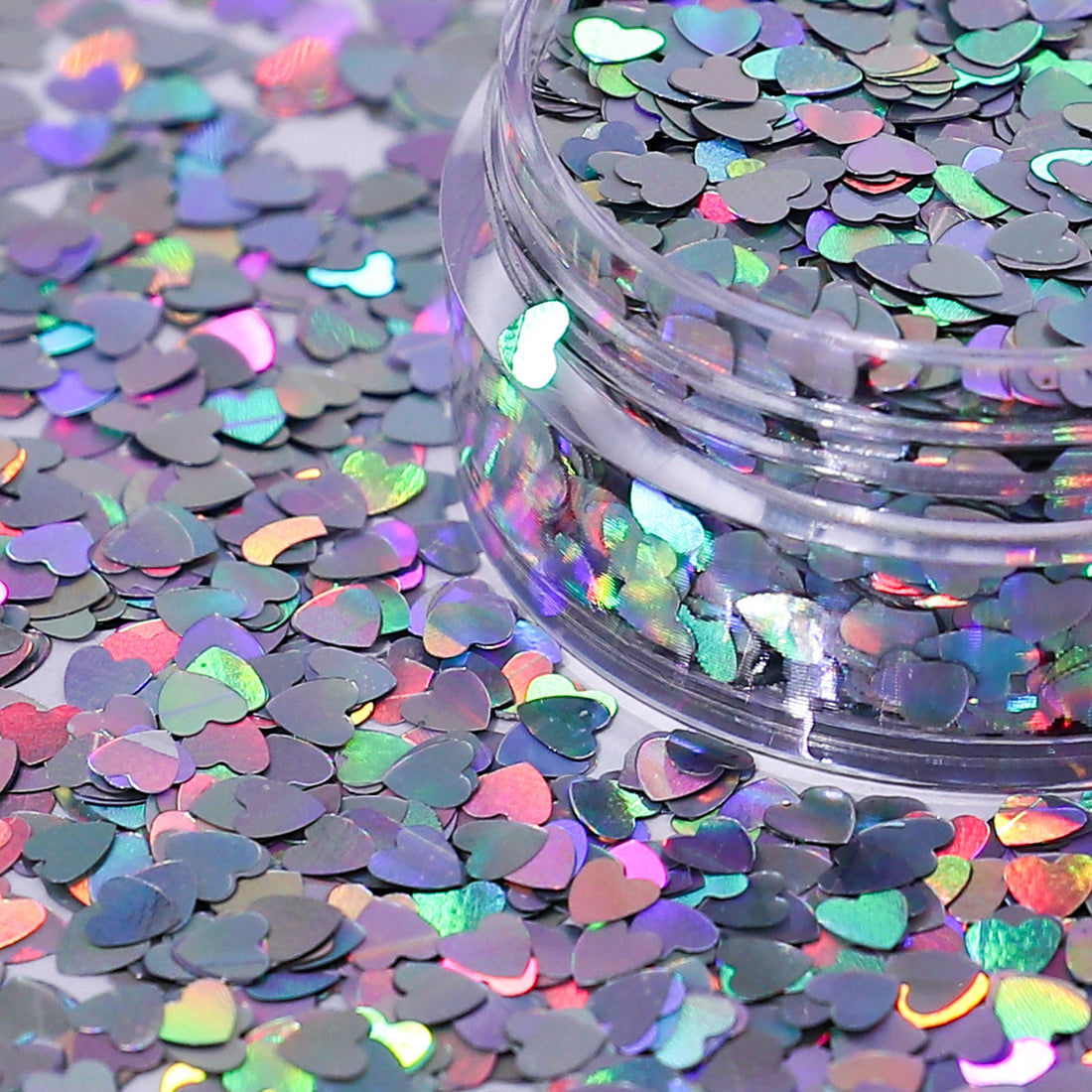 Loose Nail Glitter | Holo Silver Hearts 3g