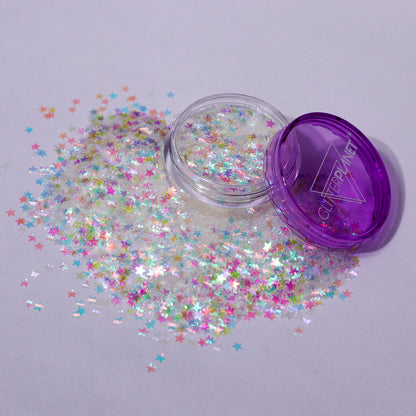 rainbow iridescent stars nail glitter from glitter planet