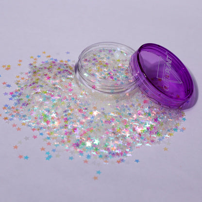 rainbow iridescent stars nail glitter from glitter planet