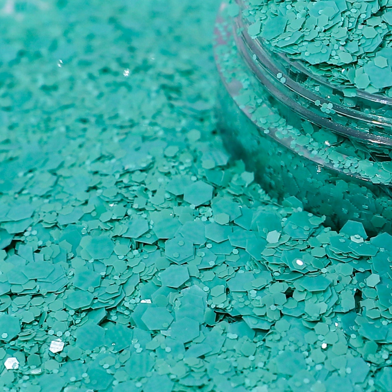 Mint Delight Matte Green Hex Glitter