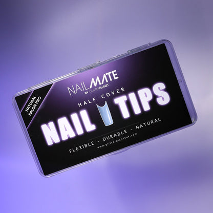 Nail mate nail tips packaging with purple gradient background