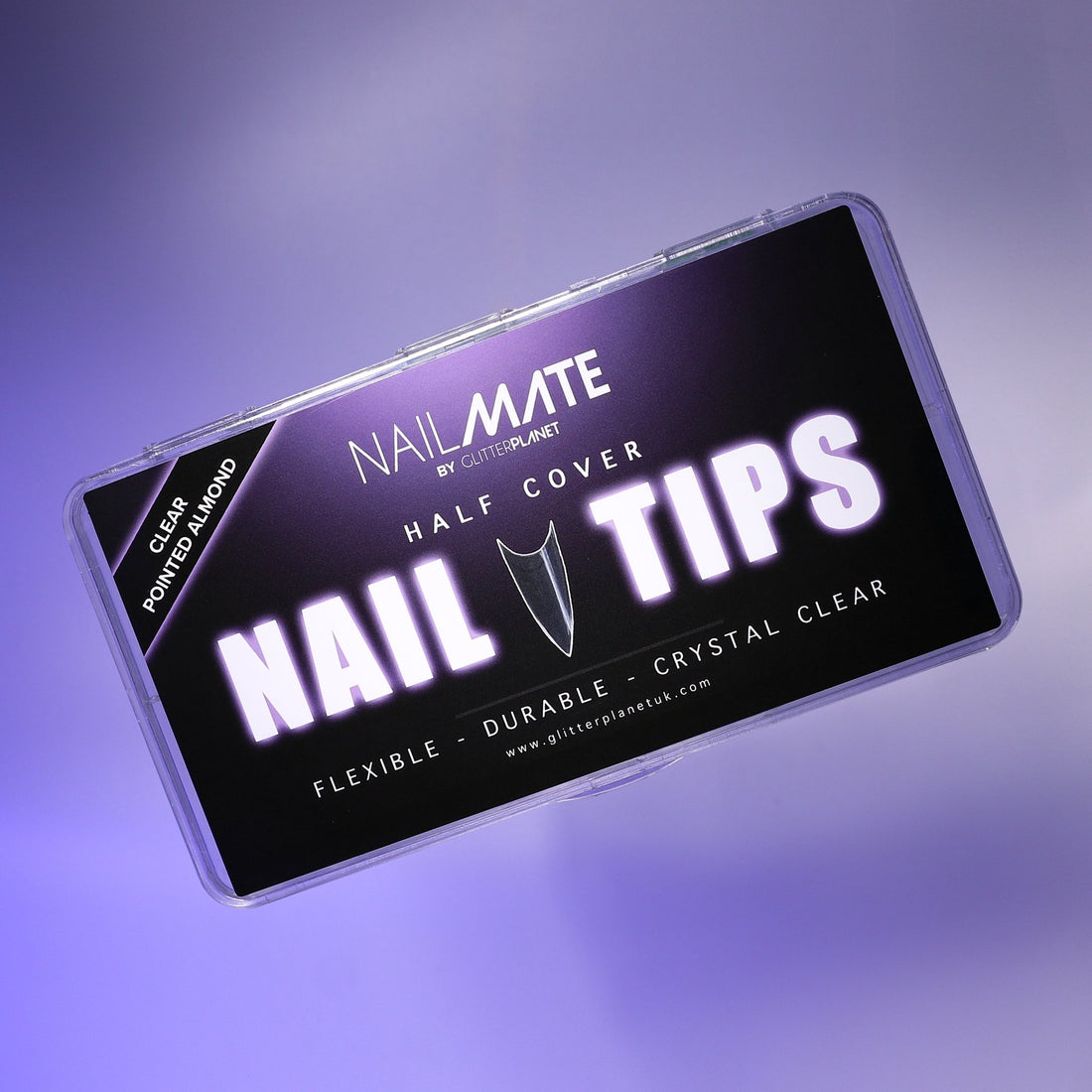 Box of Nail tips branded purple with NAIL MATE