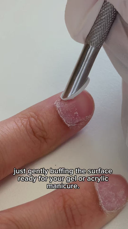 Stainless Steel Cuticle Pusher with Loop Scraper - File Grits Included