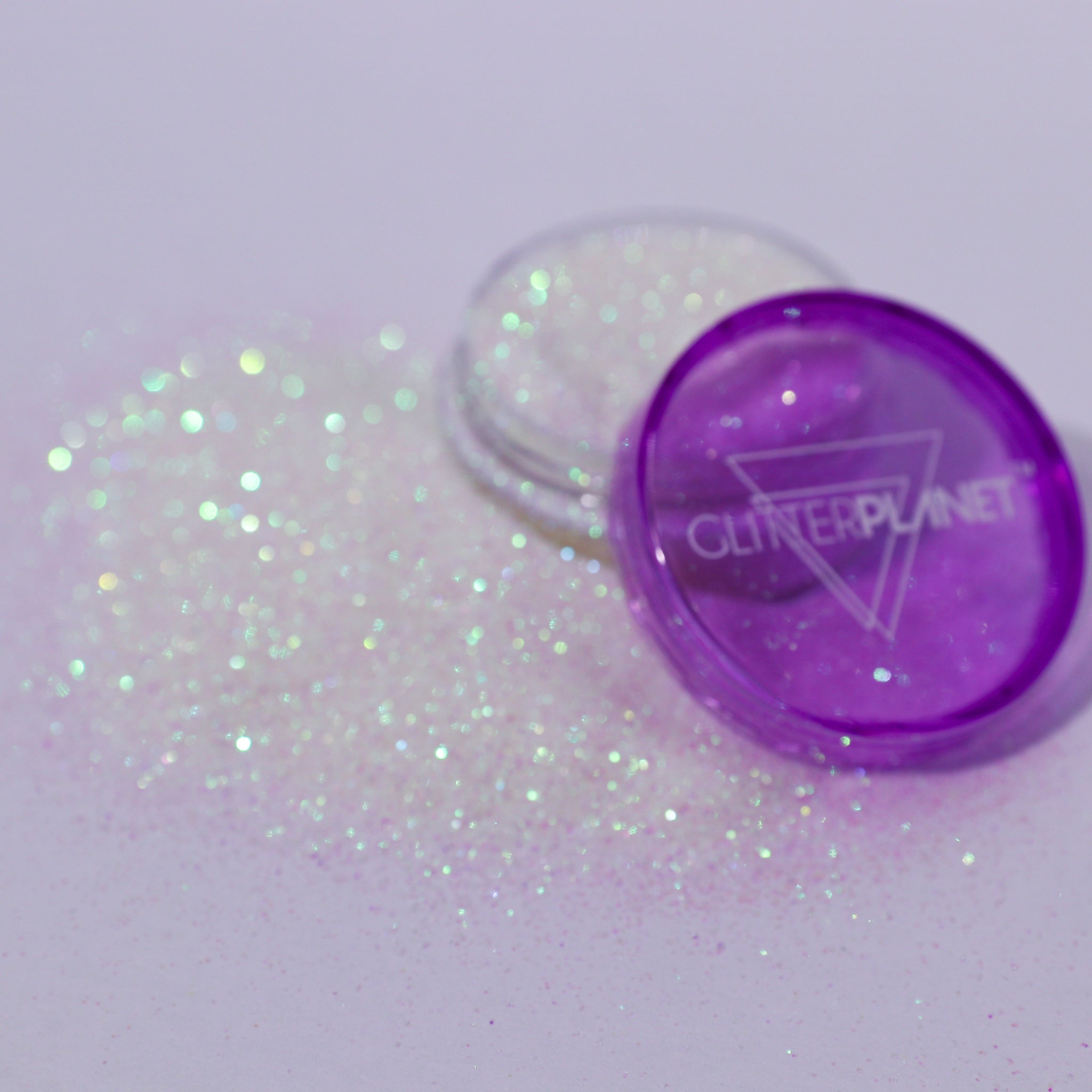 white pink glitter container with &