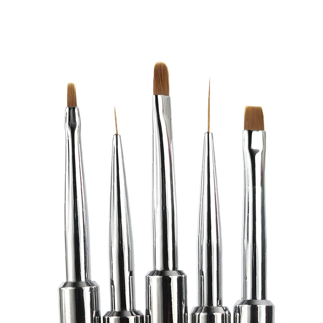 Rainbow Aqua Nail Art Brush Set - Fine Detail &amp; Gel Art (5pcs)