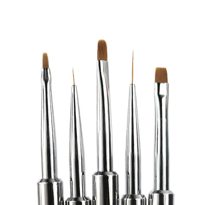 Rainbow Aqua Nail Art Brush Set - Fine Detail &amp; Gel Art (5pcs)