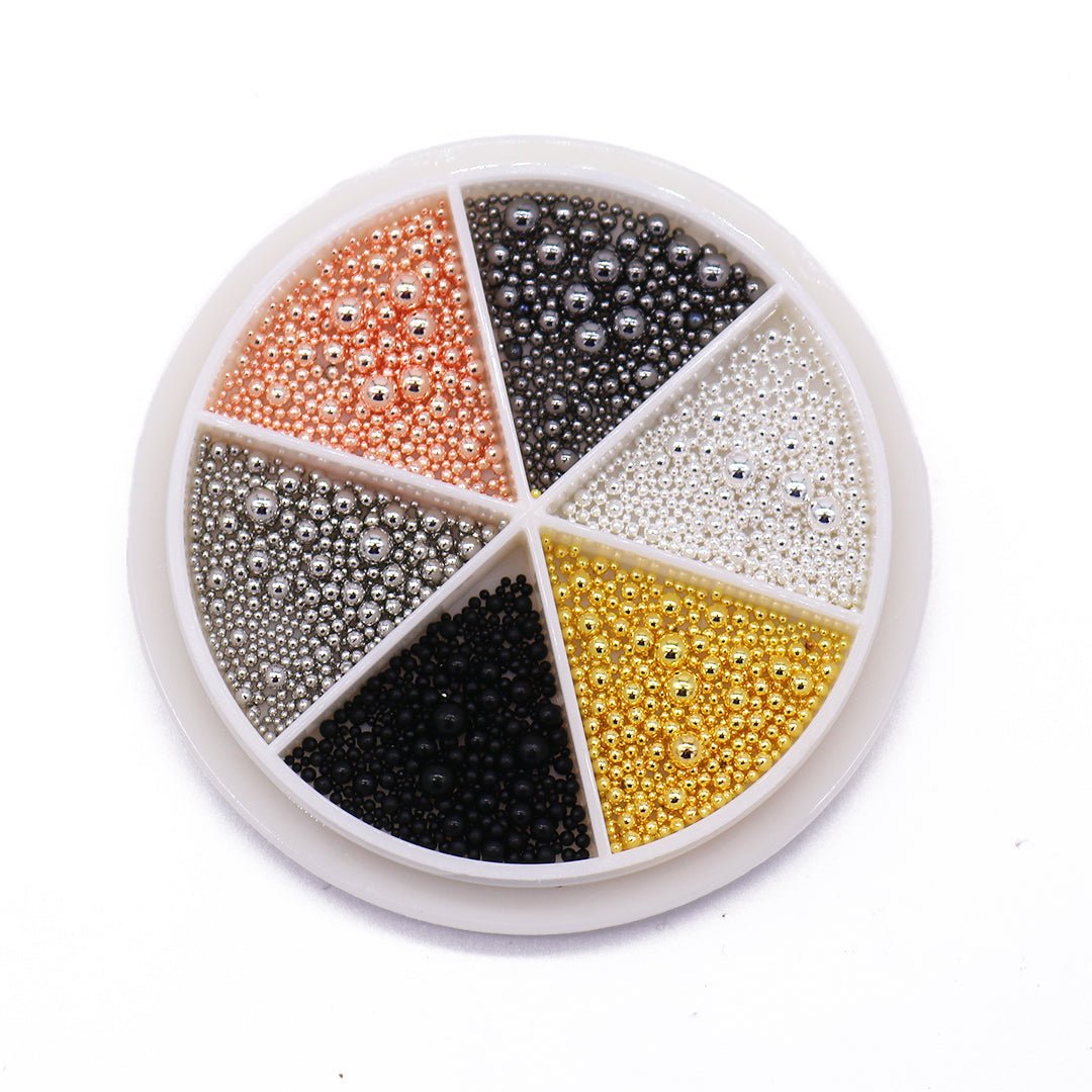 Round Balls metal Trending Texture Nail Art Charms Multi Sizes 6 colours