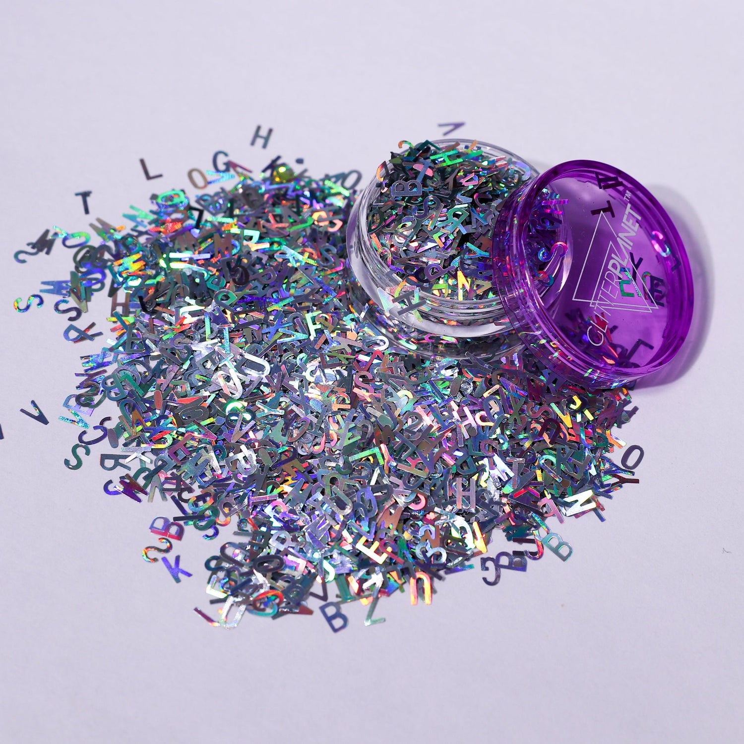 Silver Holographic Alphabet Letters Nail Glitter