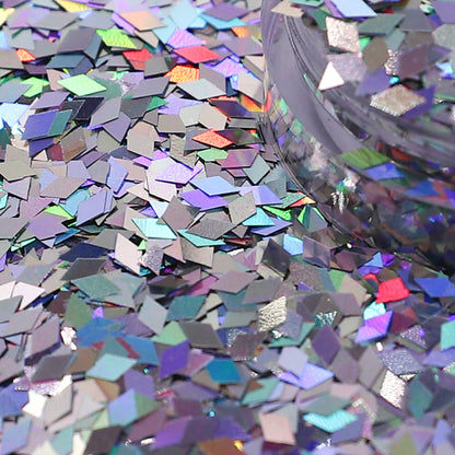 Close-up of colorful glitter with a focus on texture and color variety.