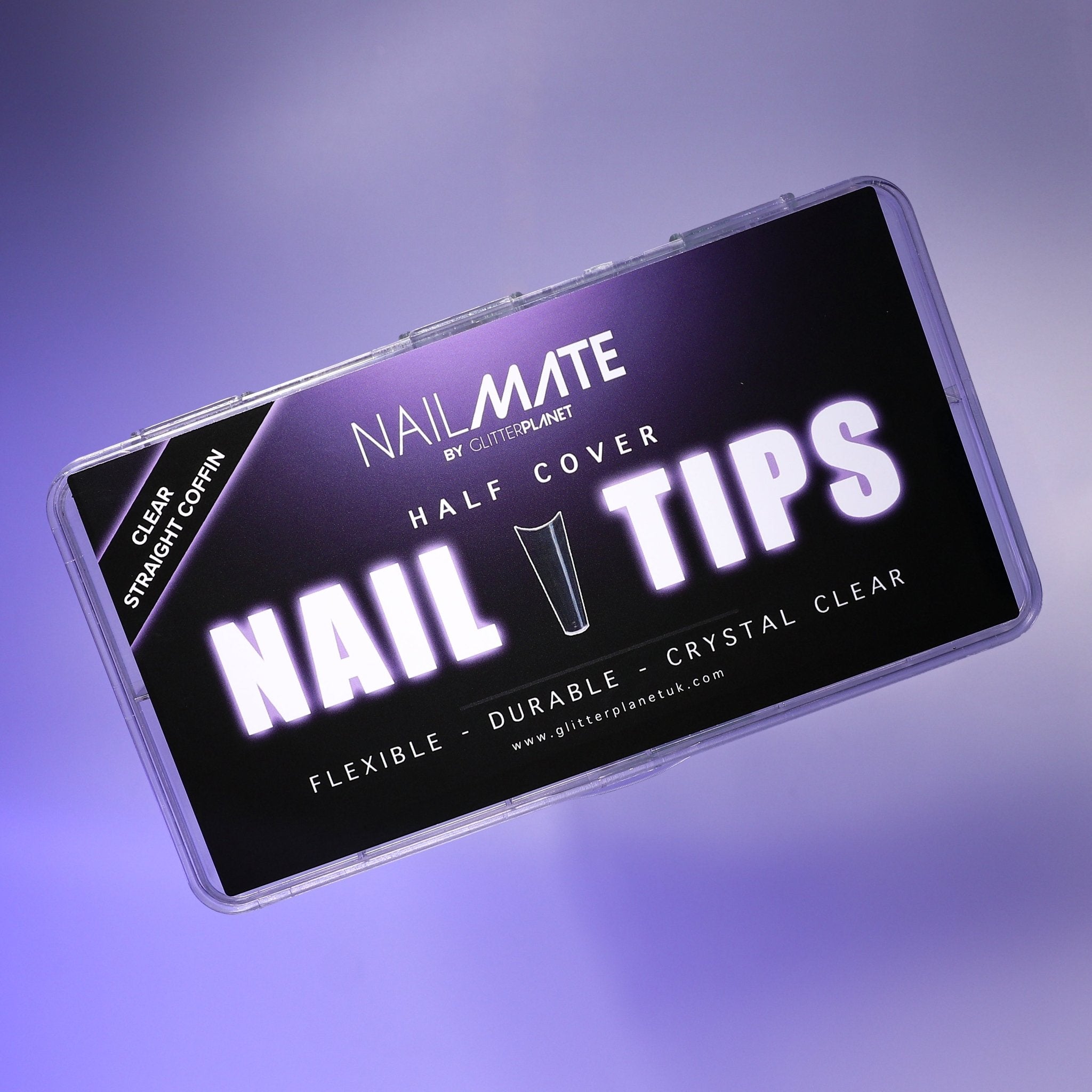 Nail mate nail tips packaging on a purple background