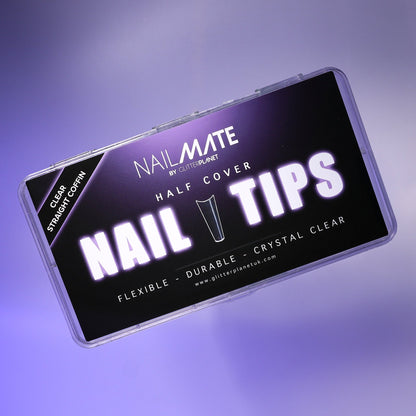 Nail mate nail tips packaging on a purple background