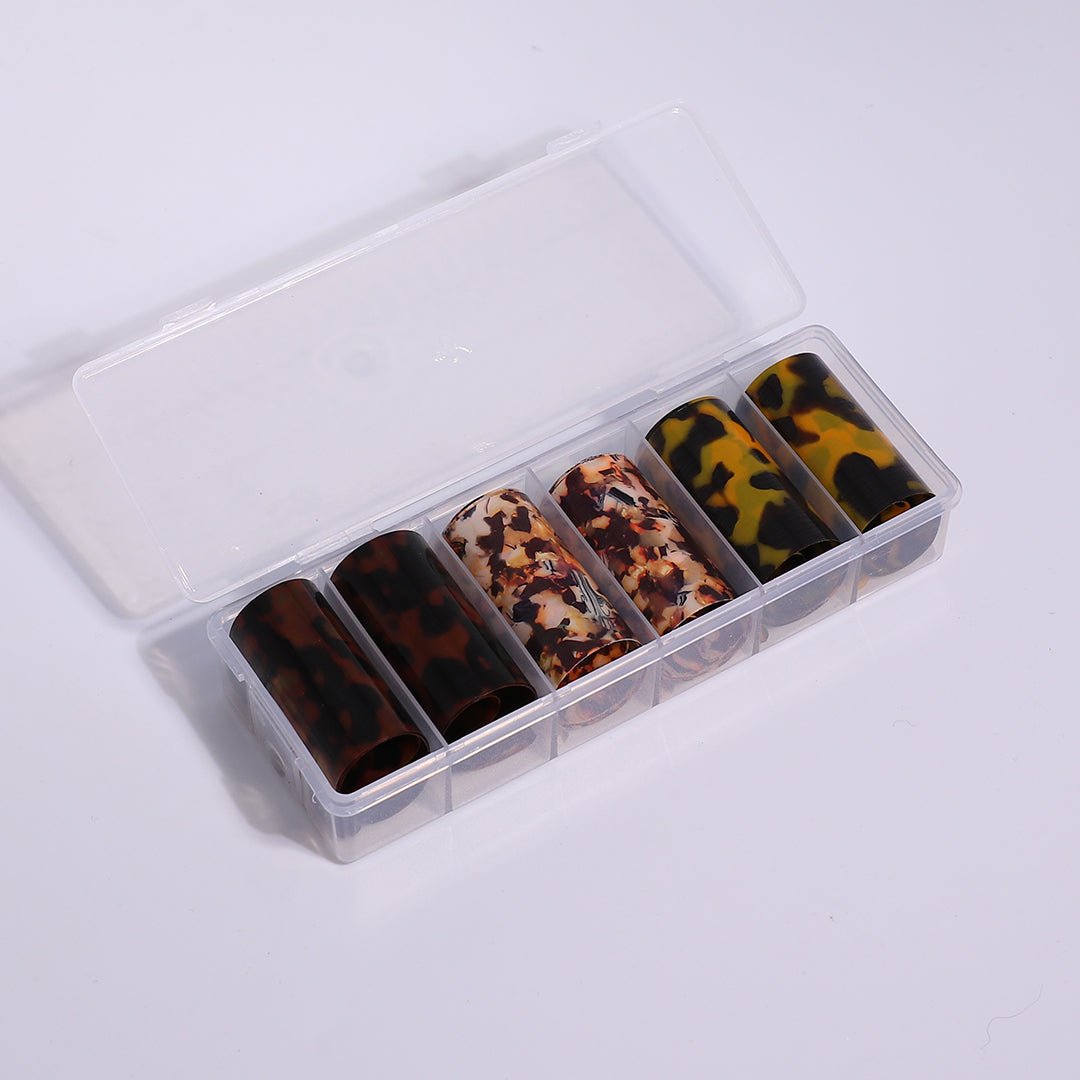 Tortoise Shell Effect Nail Art Foil Set 6pcs