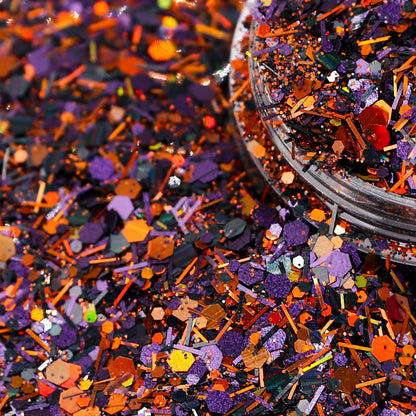 Trick or Treat Orange, purple &amp; Black Holo Nail Glitter