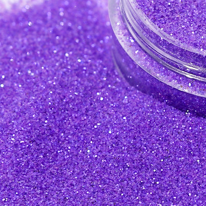 Purple glitter in a clear container