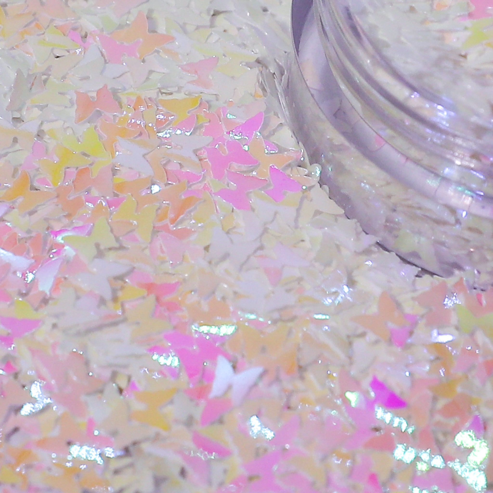 White Iridescent Pink Butterfly Nail Glitter 5g