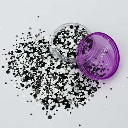 Ying Yang Satin Black &amp; White Nail Glitter