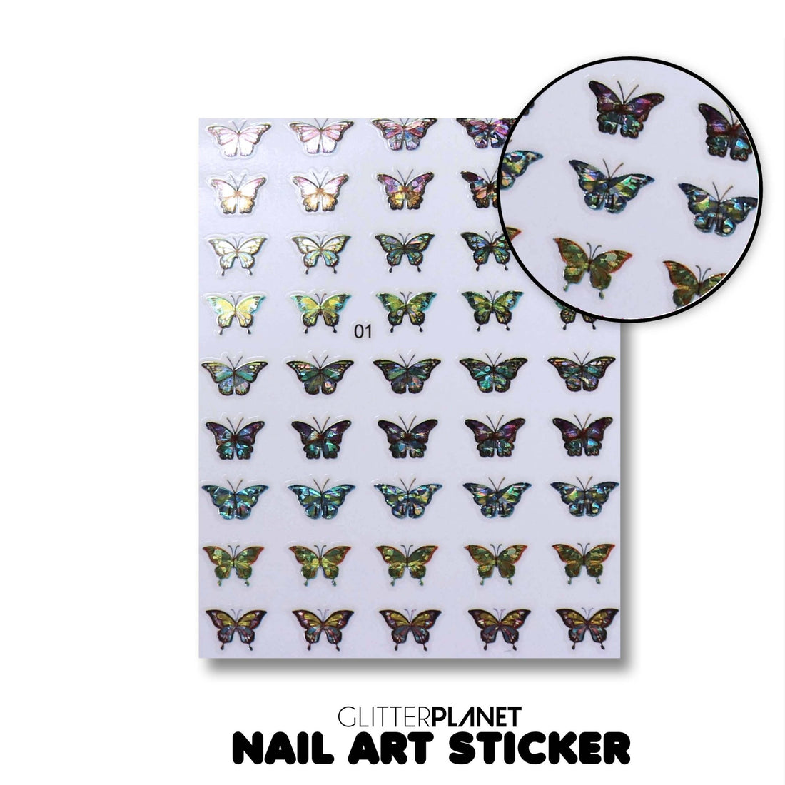 01 Holographic Butterfly Nail Art Stickers