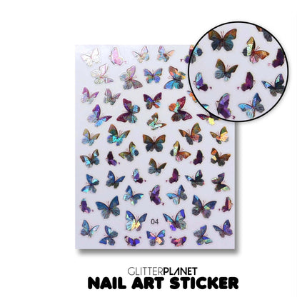 04 Purple Holographic Butterfly Nail Art Stickers