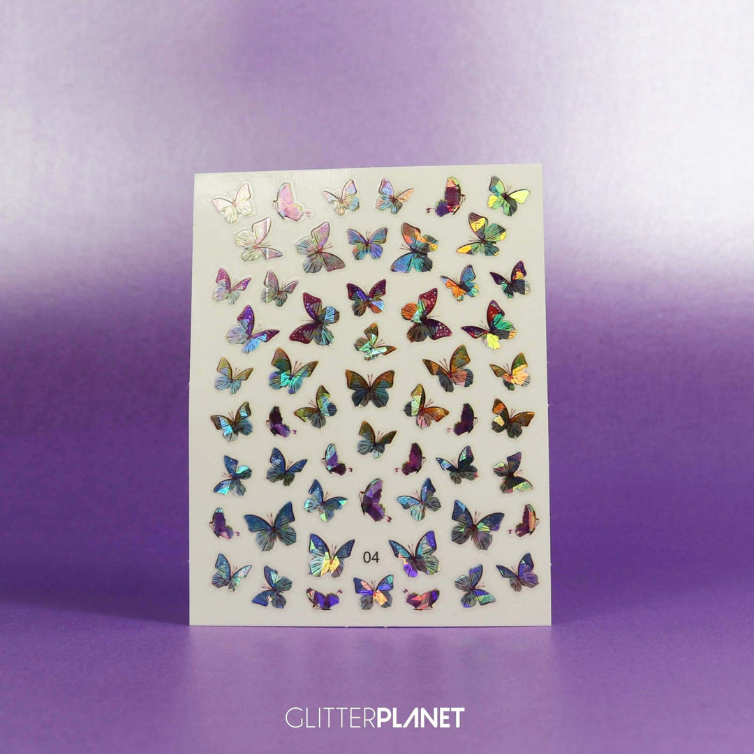 04 Purple Holographic Butterfly Nail Art Stickers