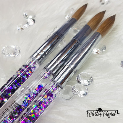 100% Kolinsky Acrylic Nail Brush | Galaxy Aqua 