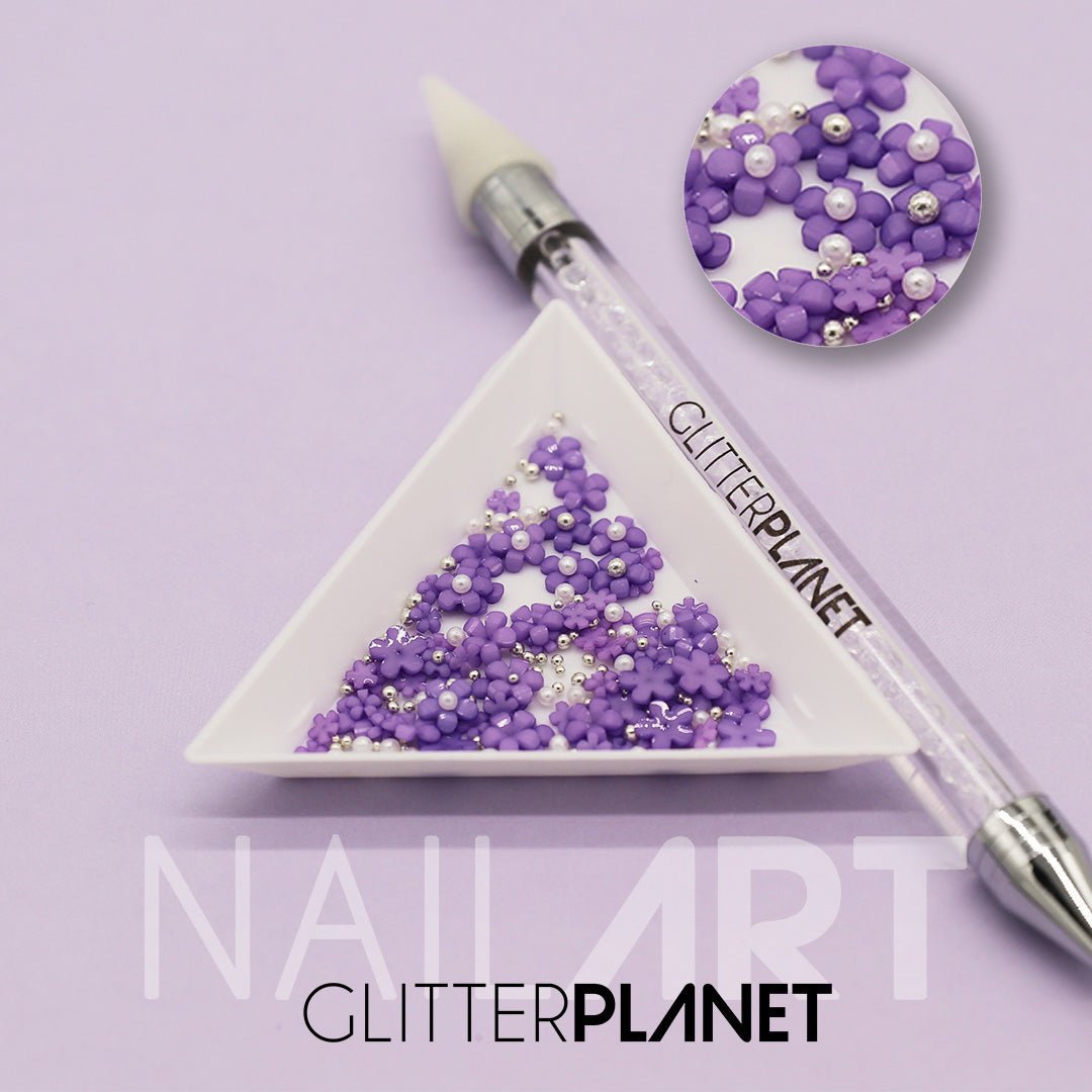 3d Flower Nail Art + Micro Bead Pearls - 7 Colour Options