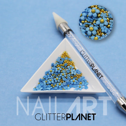 3d Flower Nail Art + Micro Bead Pearls - 7 Colour Options