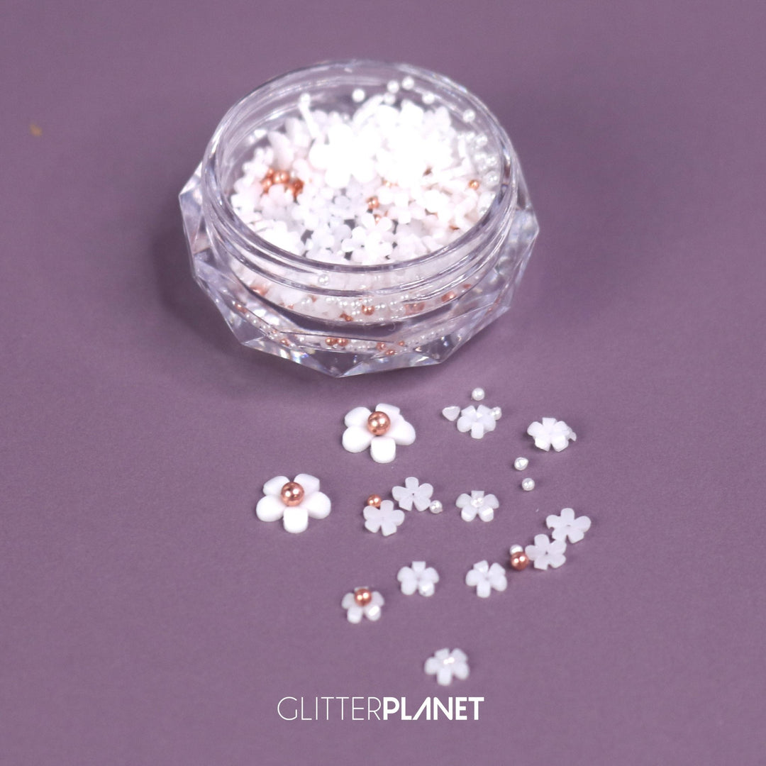 3d Flower Nail Art + Micro Bead Pearls- Pick your colour