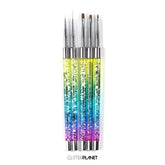 5pcs Nail Art Brush Set - Rainbow Aqua