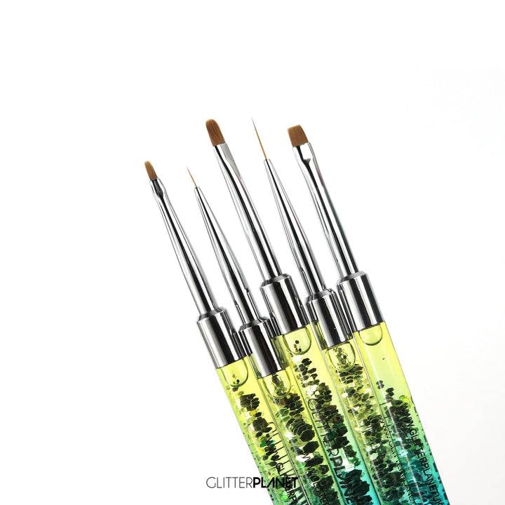 5pcs Nail Art Brush Set - Rainbow Aqua