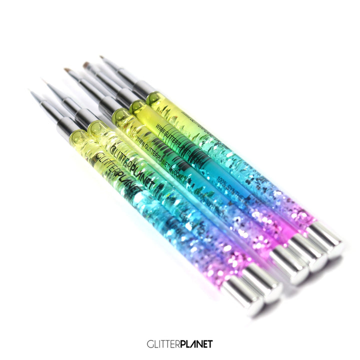 5pcs Nail Art Brush Set - Rainbow Aqua
