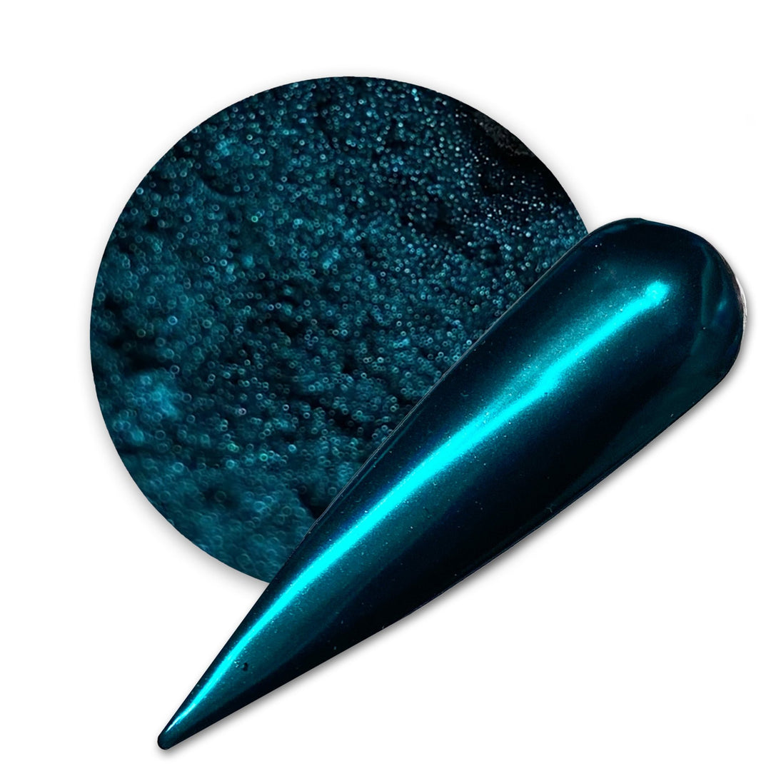 Aqua Turquiose Blue Chrome Mirror Powder