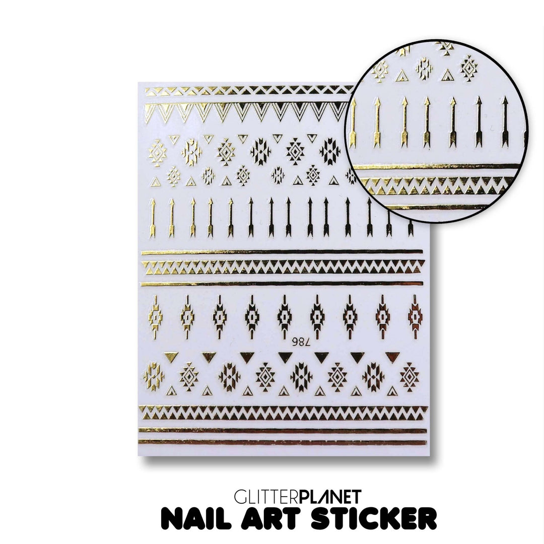 Aztec Gold Nail Art Sticker