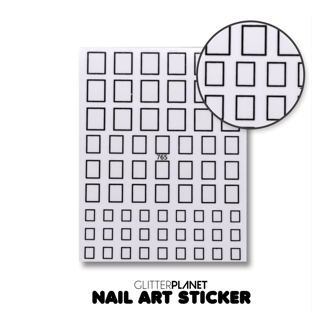 Black Rectangle Frame Nail Sticker