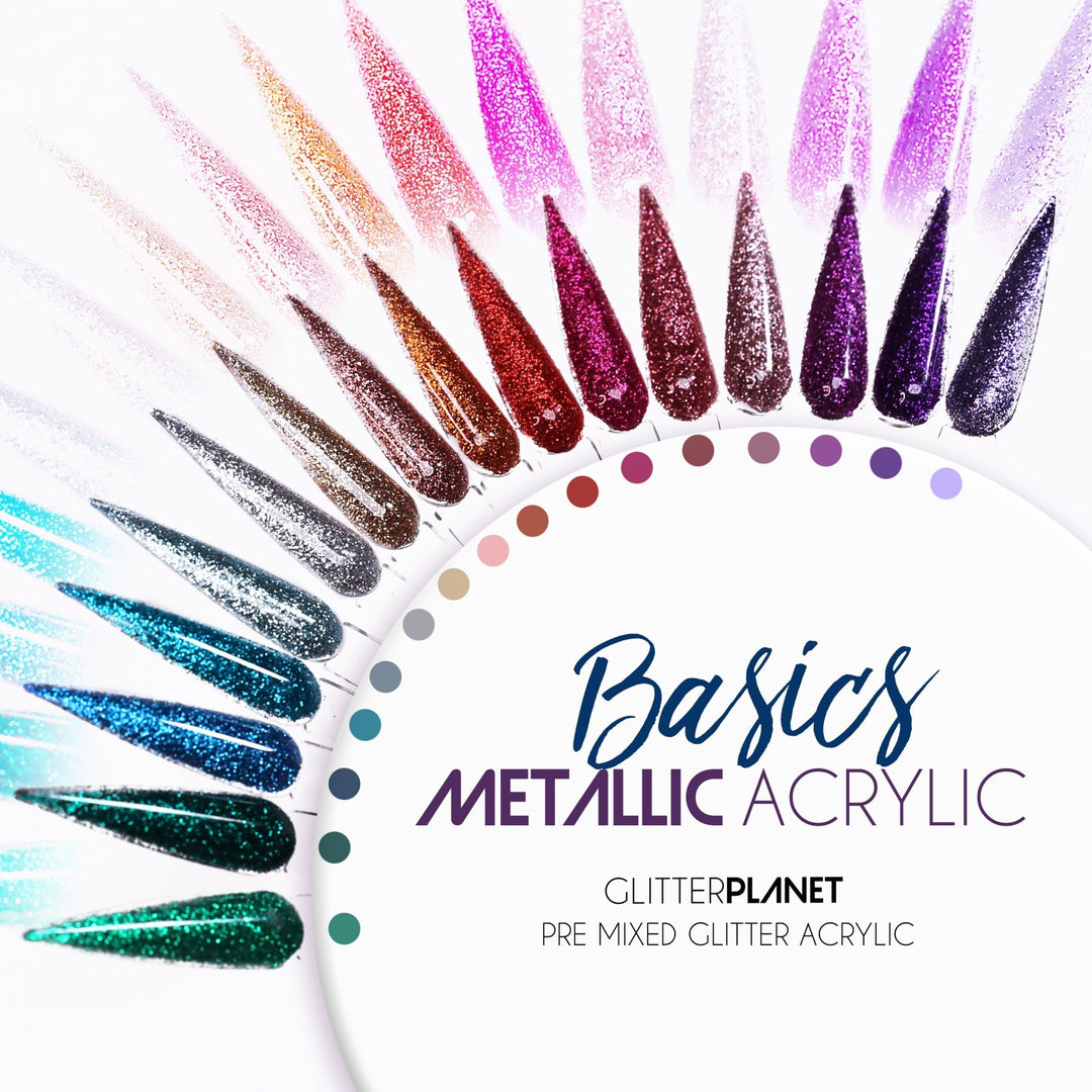 Colour Acrylic Powder | Basics metallic Collection 16pcs or Single Colours