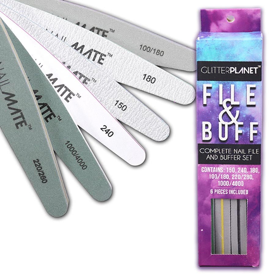 File &amp; Buff Complete 6pcs Set Hand Files - Glitter Planet