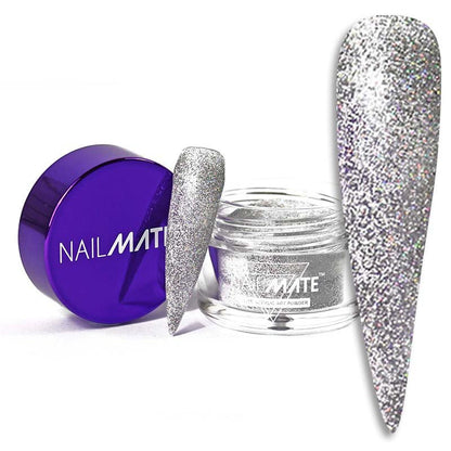 Platinum Silver Glitter Acrylic Nail Powder - Glitter Planet