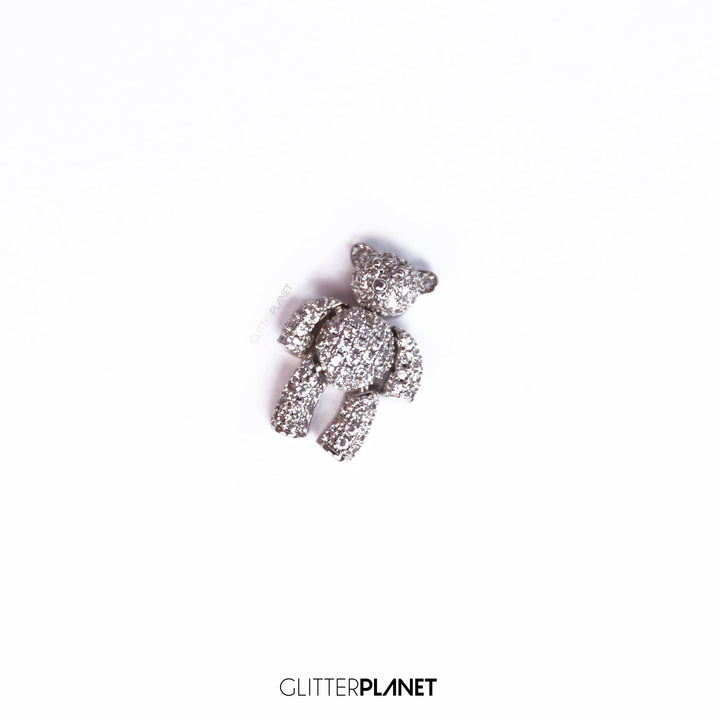 Gold or Silver Teddy Bear Bling Moving Nail Charm