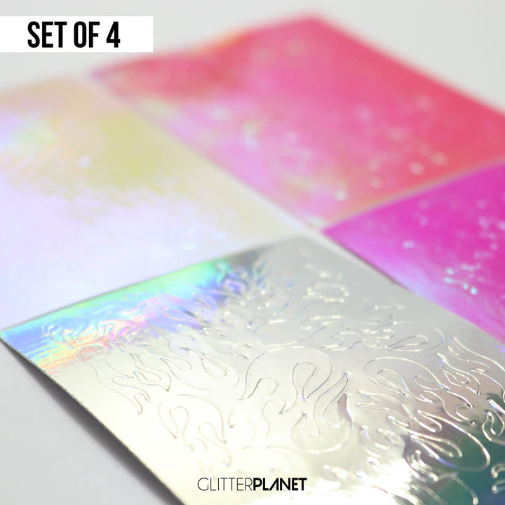 Holographic Adhesive Flame Stickers
