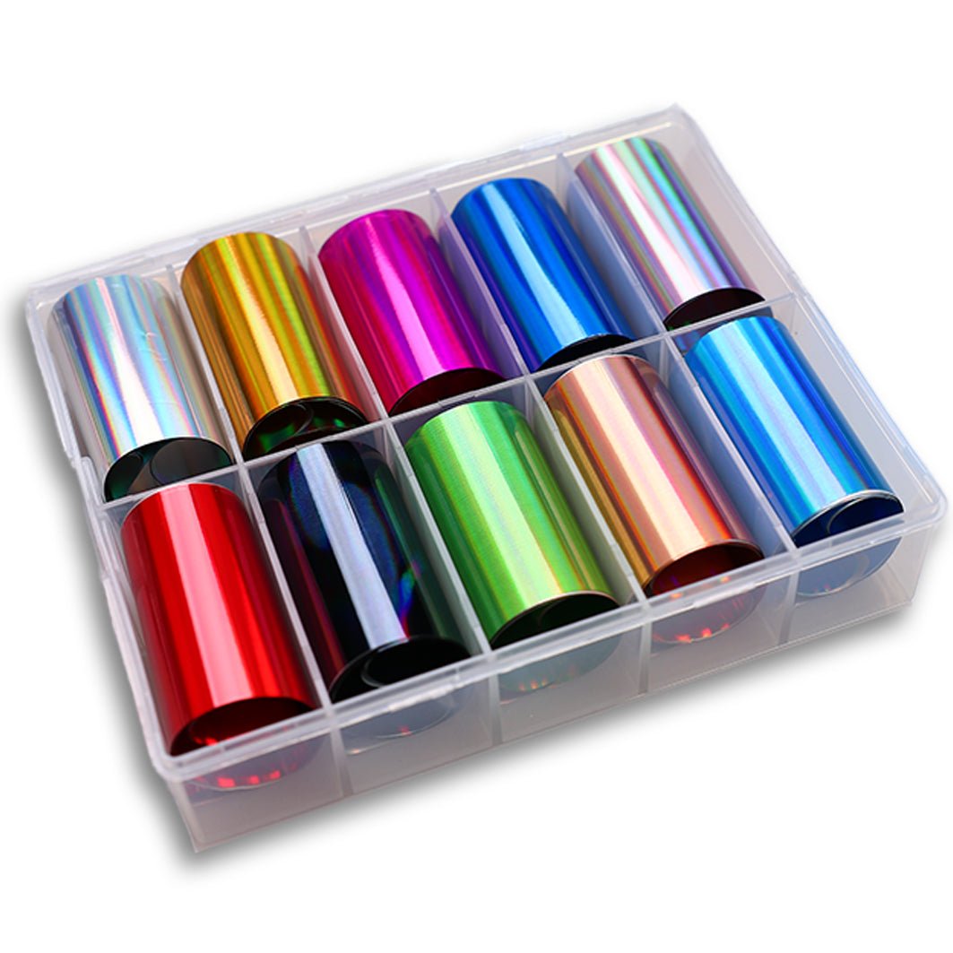 Holographic Full Colour Nail Foils 10pcs - Glitter Planet