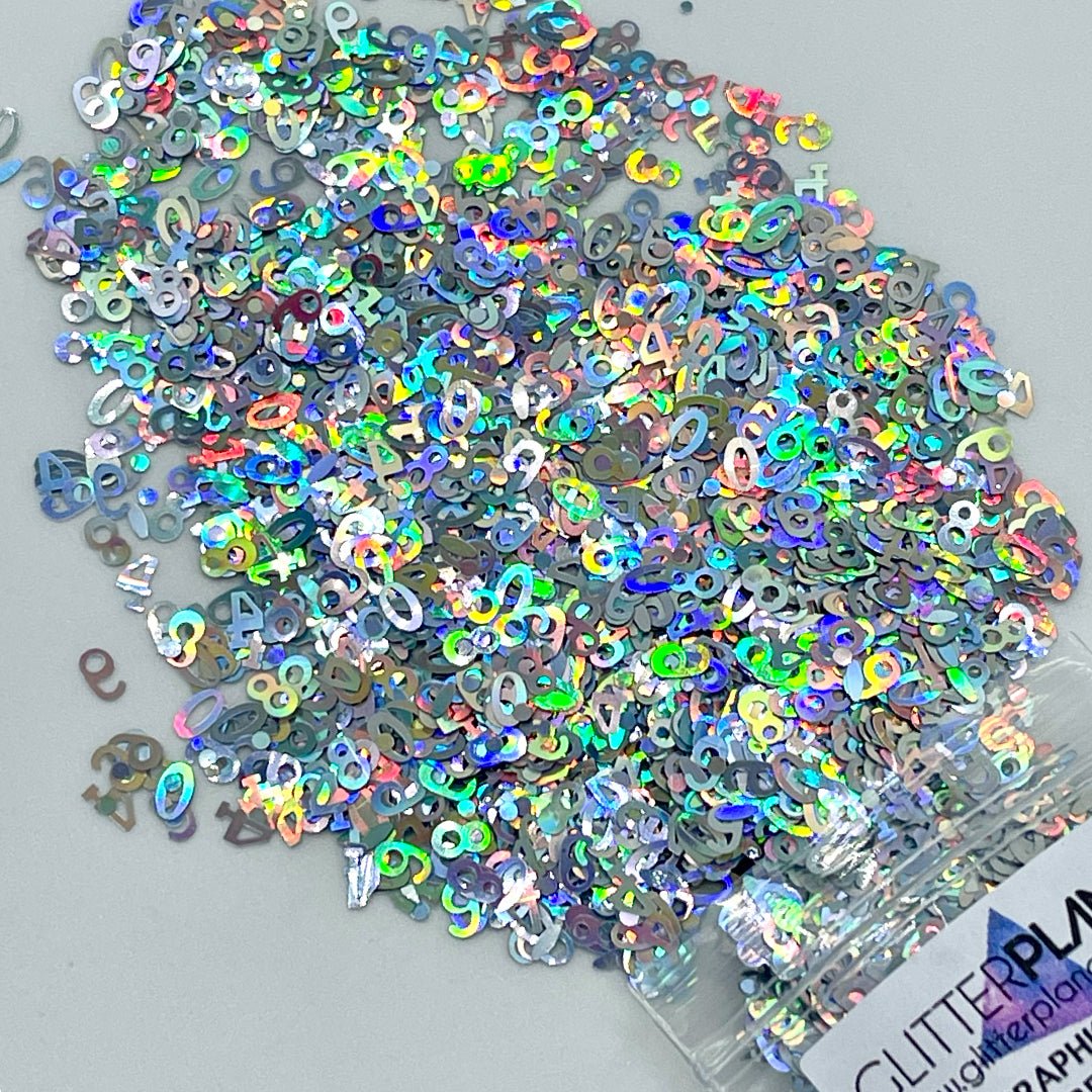 Holographic Silver Numbers 5g Loose Glitter - Glitter Planet