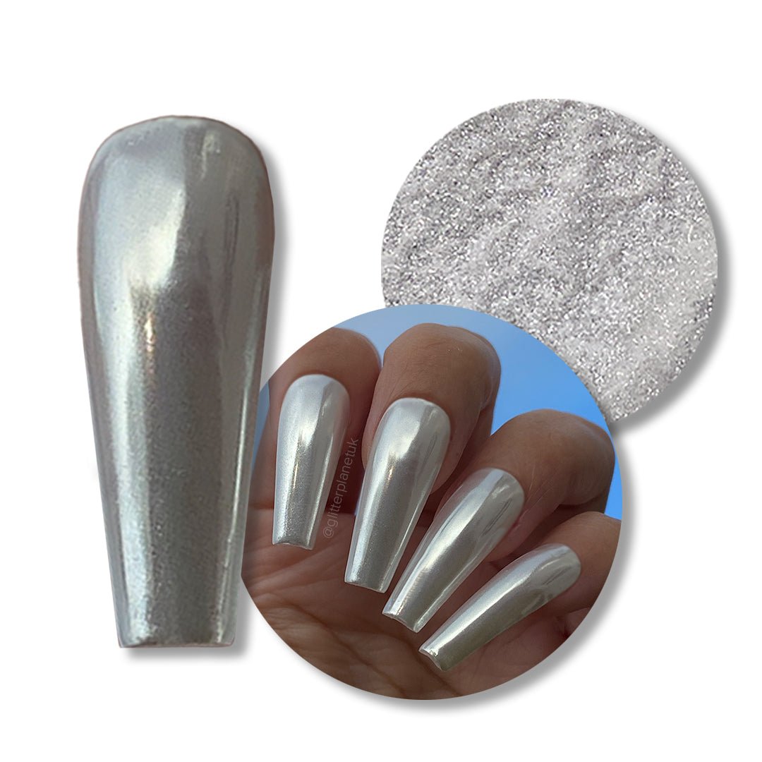 Ice Moon White Chrome Nail Powder - Glitter Planet