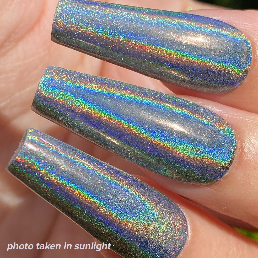 Laser Silver Holographic Rainbow Nail Pigment - Glitter Planet