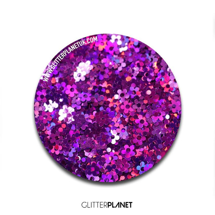 Loose Nail Glitter | Holo Purple Flower 4mm - Loose glitter 3g